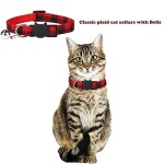 6 Pack Breakaway Cat Collars with Bell, Classic Plaid Kitten Collar Adjustable 7-12in Soft Safety Buckle Collars for Kitty
