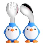 4 Pack Toddler Utensils Baby Spoons and Forks Self-Feeding for Kids, Baby Silverware with Silicone Handle Travel Cutlery Set