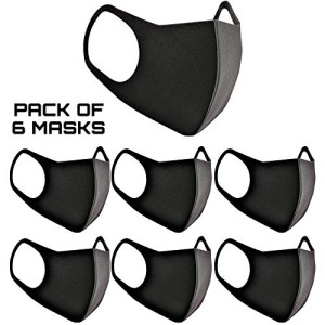 Len Blanc Unisex Black Face Mask, Washable Reusable Cloth Masks for Men Women, Dust Masks for Outdoor Activities - (Pack of 6 Masks)