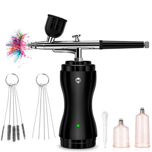 Airbrush Kit with Compressor, Upgraded Dual-Action Gravity Feed Mini Air Brush Pen, Portable Cordless Rechargeable Handheld Airbrush Set