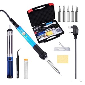 Soldering and Welding Iron Electric Kit � 12 in 1 Box � 60W - Soldering Iron Gun, Desoldering Pump, 6 Soldering Tips, Anti-Static Tweezer, with Carry Box