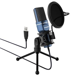 TONOR TC-777 Podcast Microphone, USB Computer Microphone, Cardioid Condenser PC Mic with Tripod Stand and Pop Filter