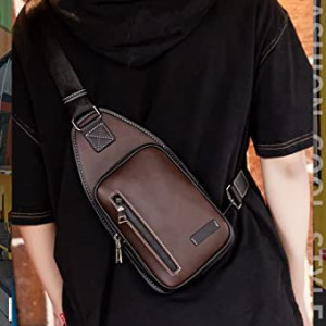 Skycare Leather Crossbody Bag Small Shoulder bag for Men,Travel Chest Crossbody Shoulder bag