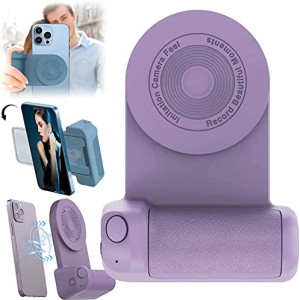3 In 1 Camera Holder Grip Type-C Charging, Magnetic Camera Handle Bluetooth Bracket, Smart Phone Selfie Grip for Selfie Lovers (Purple)