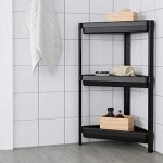 REKO Corner Shelf Bathroom Storage Organizer (33x33x71cm) Black
