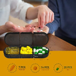 Portable Pill Organizer 3 Times in Day for 1 Week - Light-Proof for Travel, Daily Use, Portable Pill Box  Pills, Medicine, Fish Oils