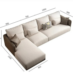 Decorem - L shape combination sofa Italian luxury modern living room waterproof corner sofa set