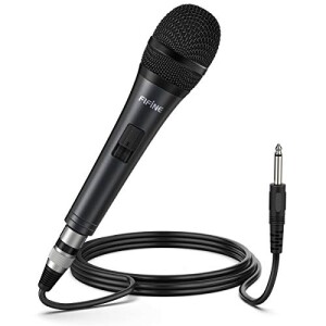 Karaoke Microphone,FIFINE Dynamic Vocal Microphone for Speaker,Wired Handheld Mic with On and Off Switch and14.8ft Detachable Cable-K6