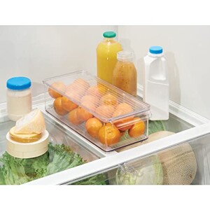 mDesign Fridge Containers - Ideal for Fresh Food Storage or as a Freezer Box - Storage Tub with Lid - for Use Throughout the Entire Household - Clear