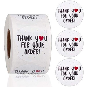 500 Pieces Thank You Label, Thank You for Supporting My Business Stickers Round Circle Label Stickers Thank You Decorative Stickers