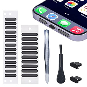 iPhone Speaker Dustproof Protector Stickers Adhesive  Phone Port Cleaning Brush & Tweezer for iPhone 14 13, 12, 11, X, 8, 7, Plus, Pro, Max