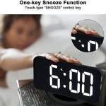 Digital Alarm Clock,   6.5" LED Mirror Electronic Clock with 2 USB Charging Ports, Snooze Mode, Auto Adjust 3 Levels Brightness, Desk Wall Clock