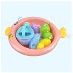 Bathtub Round fish basin with bath accessories + plastic animals