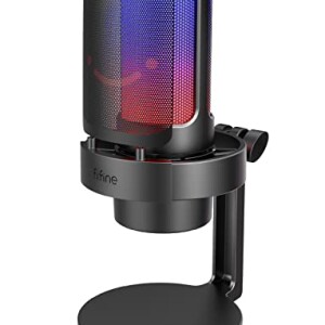 FIFINE Gaming Microphone, USB PC Mic for Streaming, Podcasts, Recording, Condenser Computer Desktop Mic on Mac/PS4/PS5, with RGB Control