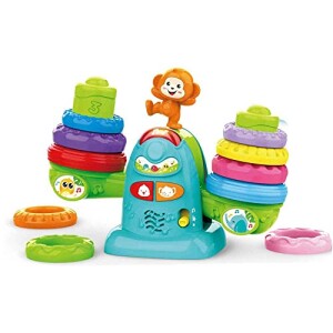 Colorful Seesaw Stacker: Learn, Play, and Create Musical Surprises with Animal-themed Textured Rings