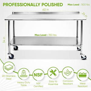 Generic Stainless Steel Prep Table - 60x24x34- Heavy Duty Kitchen Table Work Station for Commercial & Residential