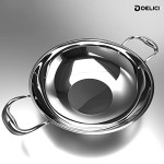 DELICI DTKP 24 Tri-Ply Stainless Steel Kadai Pan with Premium SS Handle, Medium