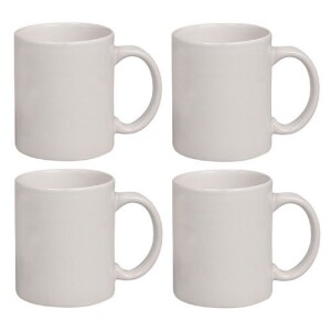 exciting Lives Plain Ceramic Coffee Mugs (White)- Set Of 4
