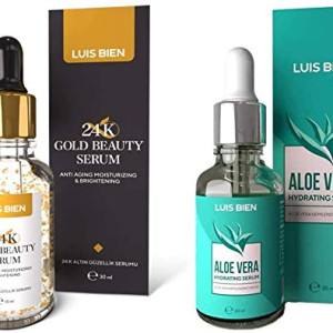 Luis Bien Anti Aging Serum + 24K Gold Beauty Serum + Aloe Vera Serum Set