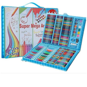 168 Piece Kids Art Set Box have Watercolors Markers Crayons Color Pencils Oil Pastels Glue Portable Drawing Set makes