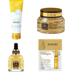 Combo - Dr. Rashel 24K Gold Face Wash, Gel Cream, Eye Serum & Essence Mask