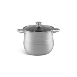 EDENBERG Stainless Steel Stock Pot 8.8L |Glass Lid with Steam Vent | Suitable for Gas, Induction & Electric Hob | Food Heats up Quickly and Material Preserves Heat Long