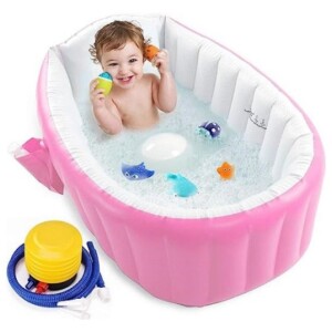 Baby Inflatable Bathtub,Portable Infant Toddler Bathing Tub Non Slip Travel Bathtub Mini Air Swimming Pool Kids Thick Foldable Shower Basin