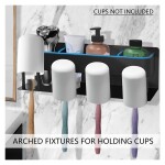 Toothbrush Holder Wall Mounted, Self Adhesive Tooth Brush Holder, Bathroom Organizer for Toothbrush/Toothpaste/Cups,4 Slots