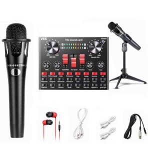 E300 V8S Wireless Karaoke Microphone Sound Card Professional Condenser With Small Tripod For Live Streaming Studio Equipment