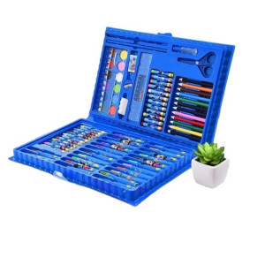 86 Piece Painting Art Set Box have Watercolors Markers Crayons Color Pencils Oil Pastels Glue Portable Drawing Kit makes