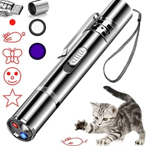 Cat Laser Toy With USB Charging, 3 Modes Can Choose, Lazer Projection Chaser Toy with Laser Dot,UV and Flashlight to Training Tool for Cat or Dog