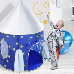 AM ANNA Rocket Ship kids Tent - Space Themed Pretend Play Tent - Space Play House - Spaceship Tent For Kids - Foldable Pop Up Star Play Tent Blue