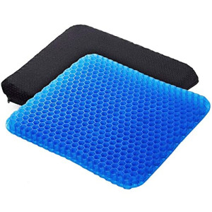 Gel Seat Cushion Double Thick Egg Seat Cushion with Non slip Cover - Coccyx C Pain Office chair Car Seat Cushion Honeycomb Breathable Design