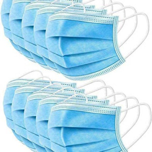 50Pcs Medical Face 3 Layers Non-Woven Anti-Dust Safe Breathable S Blue