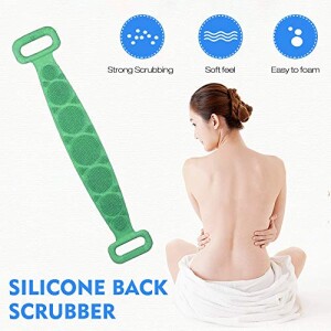 Silicone Back Scrubber, KKmoon Bath Shower Silicone Body Massage Brush Silicone Bath Towel Exfoliating Body Brush Belt, Cleaning Shower Strap