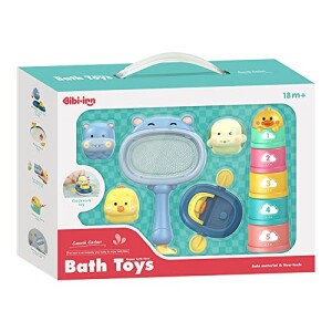 IBI-IRN Hippo Lo Lo Fun Rubber Boat Jenga Fun Bath Toys