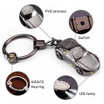 Creative Key Chain Car Keychain Flashlight with 2 Modes LED Lights 2 in 1 Car Key Chain Ring for Office Backpack Purse Charm,Great Gift for Men