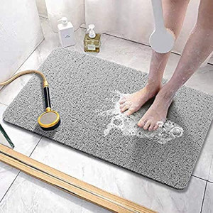 Soft Textured Bath, Shower, Tub Mat, 24x16 Inch, Phthalate FreePVC Loofah Bathroom Mats for Wet Areas