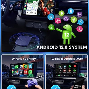 Portable Wireless CarPlay & Android Auto, 7" IPS Touch Screen Multimedia Player , Bluetooth, Mirror Link, Car Radio Receiver