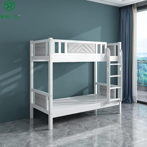 MAF Heavy Duty Wooden Bunk Bed With Ladder for Kids, Teens, Bedroom, Guest Room Furniture, Solid Wooden Bedframe, Full-Length Guardrail MAF-131-0.9M Color-White