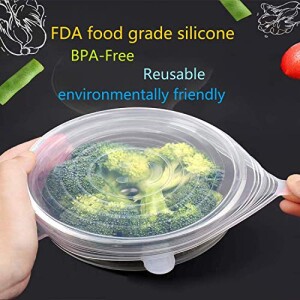 Silicone Stretch Lids, 12 Pack Universal Suction Lid-bowl Spill Stoper Cover Reusable Durable Food Storage Covers, Flexible to Fit All Shape of Containers, Dishwasher and Freezer Safe