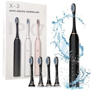 Sonic Electric Toothbrushes, USB Rechargeable Ultrasonic Tooth Brush with 4 Brush Heads 6 Cleaning Modes and Smart Timer IPX7 Waterproof Cleaning Toothbrushes