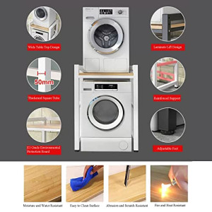 Laundry Space with Stackable Washer and Dryer Stand - 400KG Portable Rack for Over Washer Storage - Adjustable Front Load Kit