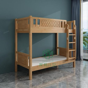 MAF Heavy Duty Wooden Bunk Bed With Ladder for Kids, Teens, Bedroom, Guest Room Furniture, Solid Wooden Bedframe, Full-Length Guardrail MAF-131-0.9M C