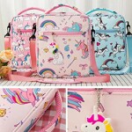Snack Attack Lovely Pink Unicorn Kids Insulated Lunch Bags For School Kids Children Cooler Bag