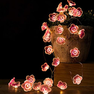 Christmas Decorative Pink Flower String Lights, 3 Meters 30 LED Battery Operated, Fairy Lights for Girls DormParty Garden Decoration (Pink)