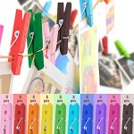Clothespins,  50PCS Colored Wooden Clothespins, 2.9inch 10 Color Clothes Pins for Clip Pictures Photos Decorative