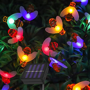 Solar Lights Outdoor Garden, 7 Meters 50 LED String Led light, Solar Bee Fairy Lights, 8 Flash Modes  Fence Yard Tree Patio Home Decor (Bee Colorful)