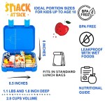 Snack Attack TM Lunch Box Bento style Blue Color for Kids|4 & 6 Convertible Compartments| BPA FREE|LEAK PROOF| Dishwasher Safe | Back to School Season