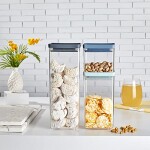 organizers air tight storage container 3 pcs set -ideal for cereals, spaghetti, nuts, coffee, sugar, pasta and flour Plastic container set with vacuum lid